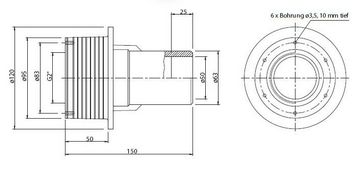 Průchod stěnou bazénu R 2“ s mosaz. zálitky, 50x63x150MM