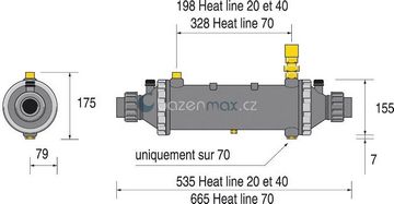 Tepelný výměník ZODIAC HEAT LINE; Titan 70 kW, zpětný ventil součástí
