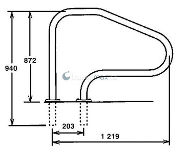 Žebříkové madlo s pouzdrem, AISI 316, 73013