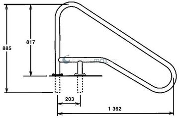 Žebříkové madlo s pouzdrem, AISI 316, 73014