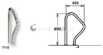 Žebříkové madlo s přírubou, AISI 316, 7310