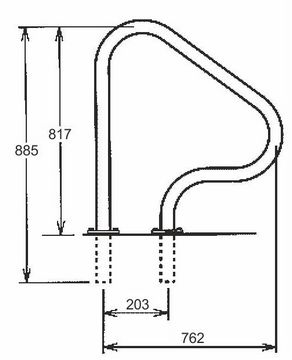 Žebříkové madlo s pouzdrem, AISI 316, 73011