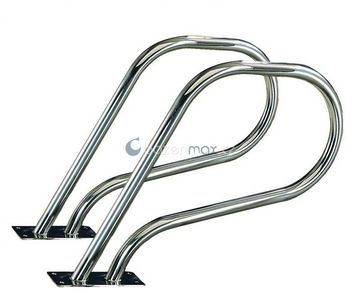 Žebříkové madlo s přírubou, AISI 316, 73012