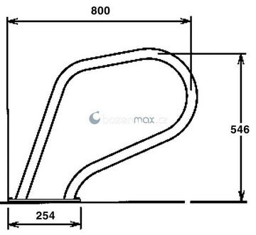 Žebříkové madlo s přírubou, AISI 316, 73012